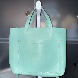 Portland Leather Medium Crossbody Tote Handbag in RARE Mint Green